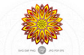 Download 3d Sunflower Mandala 3d Mandala Svg 3d Papercraft Template By Artisan Craft Svg Thehungryjpeg Com