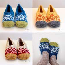Handmade crochet purple eco organic wool winter fluffy house soft home indoor ankle cozy compact travel slippers socks for women decorated knitted flower and bead with gift wrap and package is beautiful hand. Pin By Nuria Garcia On Knitting Knitted Slippers Knitting Yarn Knitting Accessories