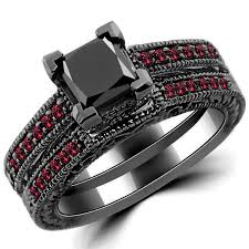 Check spelling or type a new query. Princess Black Diamond Ruby Engagement Ring Set 14k Black Gold
