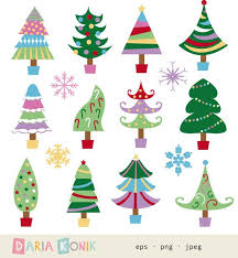 Christmas Tree Clip Art Set Christmas Tree Clipart Holiday Etsy Christmas Tree Clipart Whimsical Christmas Trees Whimsical Christmas