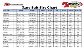 k1 suit size chart