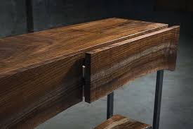Walnut Waterfall Console Table With Live Edge Console Table Live Edge Table Custom Sofa