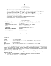 net experience resume sample