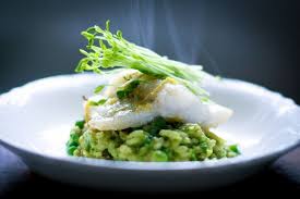 Spring Pea Risotto With Halibut Recipe Whole Food Recipes Seasoning Recipes Spring Peas