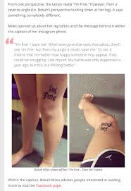 Bekah miles's tattoo is an ambigram, a design that reads as two different things from different perspectives. P On Twitter The Save Me I M Fine Ambigram From R V Is From A Tattoo Ambigram Of Someone Who Had Suffered Depression Love Yourself Https T Co Hcq4lthgpi