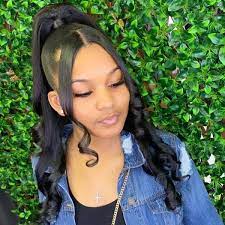 Half Up Half Down Hairstyle For Black Hair Black Ponytail Hairstyles Hair Ponytail Styles Flat Iron Hair Styles