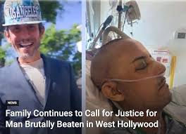 Friends, family, and supporters of Albert Vasquez, a celebrity hairdresser  found brutally beaten in West Hollywood's Rainbow District