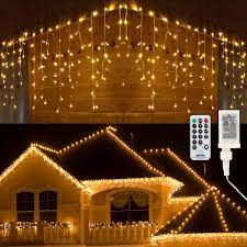Icicle Outdoor Christmas Lights Icicle Lights 29ft 360 Led Christmas Icicle Lights 8 Modes Icicle String Lights With 60 Drops Connectable Icicle Lights With Remote For Indoor Outdoor Christmas Wedding Holiday Warm White Walmart Com