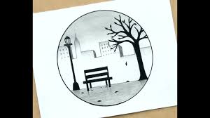 How To Draw An Easy Scenery After Rain For Beginners In A Circle Easy Pencil Drawing And Shading Youtube Start by making a horizon line and sketching the water and the sky. how to draw an easy scenery after rain for beginners in a circle easy pencil drawing and shading