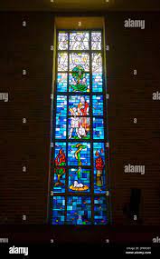 Stained Glass Window Of Trinity Chapel At 885 Centre Street In Boston College Law School Newton Campus In City Of Newton Massachusetts Ma Usa Stock Photo Alamy