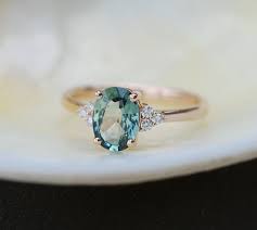 Engagement Ring Rose Gold Engagement Ring Mint Green Sapphire Etsy Blue Sapphire Wedding Ring Rose Engagement Ring Blue Sapphire Rings