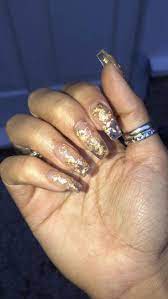 Gold Flake Nails Gold Nails Toe Nails Clear Acrylic Nails