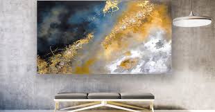Handmade modern abstract painting made with fluid acrylic paints. Handmade Large Abstract Painting On Canvas