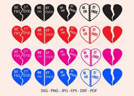 Download Best Friends Silhouet Broken Heart Svg Graphic By Redcreations Creative Fabrica PSD Mockup Templates
