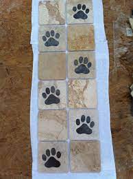 Dog Paws That I Made For A Dog Shower 6x6 Travertine With Porcelain Inserts Dog Decor Dog Shower Gifts For Pet Lovers