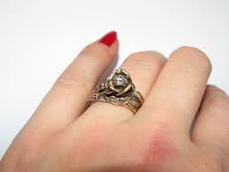 Vintage Rose Flower Shape Diamond Engagement Ring Set Size 6 5 7 14 K Gold Wedding Ring Shapes Diamond Wedding Rings Sets Flower Engagement Ring