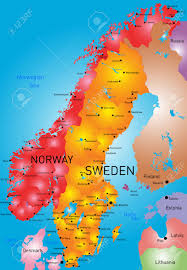 58° 27' 37 north, 8° 46' 0 east. Vector Color Map Of Norway And Sweden Country Royalty Free Cliparts Vectors And Stock Illustration Image 28263787