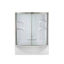 Beautiful design options ensure you. American Standard Ovation 60 In Standard Fit Right Drain Bathtub Kit With Sliding Tub Shower Door And Tub Shower Wall In Artic White Tdw001r Ov 011 295 The H Tub Shower Doors Shower Tub Shower Doors