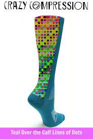 Teal Over The Calf Lines Of Dots Compression Socks Crazycompression Compressionsocks Cool Socks Teal Compression Sleeves