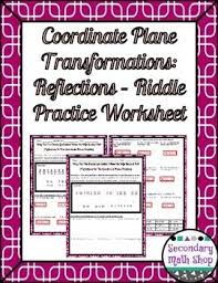 Transformations Coordinate Plane Reflections Riddle Practice Worksheet Practices Worksheets Coordinate Plane Geometry Worksheets
