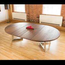 Superb quality round to oval grey glass topped extending dining table with grey gloss stem and heavy solid stainless steel base. Massive 180 280cm Extending Luxury Round Oval Dining Table Oak Brown Oval Dining Room Table Oval Table Dining Oak Dining Table