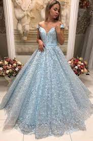 New Arrival Light Blue Lace Ball Gown Off Shoulder Prom Dresses Formal Evening Fancy Dress Ld1925 Prom Dresses Ball Gown Ball Gowns Prom Prom Dresses Off The Shoulder