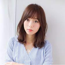 大人可愛い くびれミディアム 小顔 カット 前髪パーマ ヘアカット ミディアム