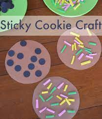 A good activity for young kids. Sticky Cookie Craft The Pleasantest Thing Storytime Crafts Preschool Crafts Cookie Craft