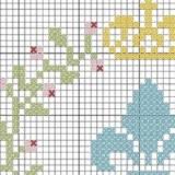 Model stitched on 32 ct. Ave Catholic Cross Stitch Antique Blue Kit Peter S Square