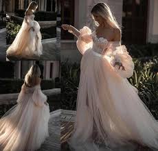 These airy and light boho styles are perfect for your beach or summer wedding. Sevintage 2020 Bohemian Pink Wedding Dresses V Neck Long Sleeve Lace Boho Garden Country Bridal Gowns Robe De Marije Plus Size Buy At The Price Of 115 49 In Aliexpress Com Imall Com