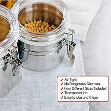 Check out our acrylic canister selection for the very best in unique or custom, handmade pieces from our jars & containers shops. Buy 4 Piece Stainless Steel Airtight Canister Set Enloy Food Storage Container For Kitchen Counter Tea Sugar Coffee Caddy Flour Canister With Clear Acrylic Lid N Locking Clamp Up To 65 Oz Online
