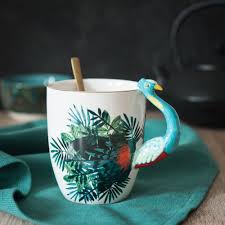 Mug Paon En Porcelaine Motifs Feuilles In 2019 Mugs Peacock Porcelain
