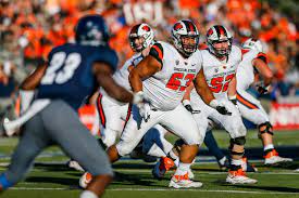 Offensive Lineman Gus Lavaka Of The Oregon State Beavers Next To Oregon State Beavers Lineman Oregon State