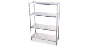 Scaffali in acciaio inox componibili. Scaffale Con 4 Ripiani E Montante Circolare Acciaio Inox Profondita 300