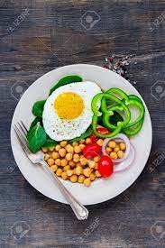 No matter what your family or their lifestyle looks like from day to day, fitting a healthy breakfast into each morning might be a challenge. Top View Of Healthy Breakfast Plate With Fried Egg Chickpea Sprouts Vegetables And Greens On Dark Rustic Wooden Background Clean Eating Healthy Lifestyle Vegetarian Food Concept Stock Photo Picture And Royalty Free
