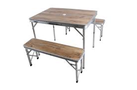 Neuer campingtisch mit sitzbänken aus alu, rostfrei, leicht. Nativ Garten Campingtisch Tisch 2 Banke Klappbar Alu Mdf Holzoptik Online Kaufen Otto