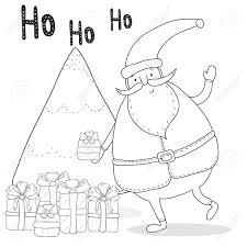 Print christmas coloring pages for free and color our christmas coloring ️! Christmas Coloring Page With Santa Claus Christmas Tree Gift Boxes Royalty Free Cliparts Vectors And Stock Illustration Image 67966469