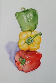 Poivrons Nourriture Aquarelle Fruits Aquarelle Peinture Alimentaire
