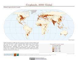 Global Croplands By Ciesin Map Croplands Agriculture Map Cropland Cartography