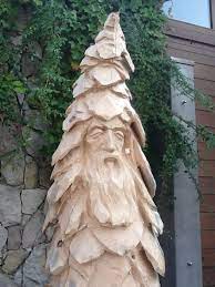 I Am The Spirit Of The Greenwood Living In The Tree If You Are Fine With Me I Will Protect Your Home Again Chainsaw Carving Tree Carving Wood Carving Faces