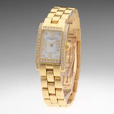 Baume and mercier gold watch. Baume Mercier 18k Gold Ladies Quartz Watch Mother Of Pearl And Diamond Dial Diamond Bezel 02 17 17 Sold 2206 6