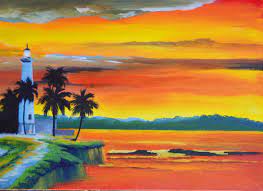 Beautiful oranges, yellows and reds. Acrylic Painting Landscape Sunset Painting Inspired