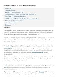 This resource was created to use in order of typical therapy. Cbt Notes For Further Reading And Master Doc Cognitive Behavioral Therapy Psychotherapy