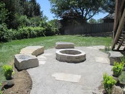 Large Limestone Seating Around Limestone Fire Pit With Flagstone Set In Crushed Gravel For The Patio Surface Gravel Patio Fire Pit Landscaping Limestone Patio