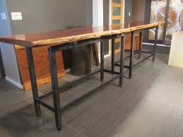 Live Edge Claro Walnut Bar Height Table With Raw Steel Base For Sale Live Edge Walnut Dining Table Round Wooden Dining Table Steel Dining Table