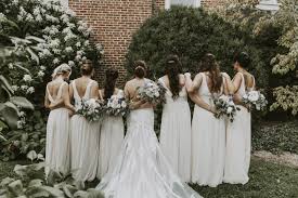 Rebecca S Bride Katie Wearing Essense Of Australia D2432 Bridesmaids Wearing Bill Levkoff Style 70 Glamourous Wedding Dress Wedding Dresses Glamorous Wedding