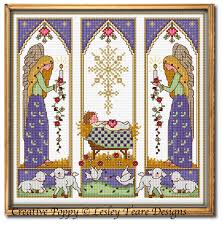 Regular and large print cross stitch pattern. Nativity Cross Stitch Patterns