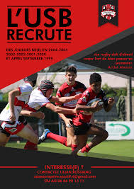 Affiche Pour Le Recrutement De Jeunes Joueurs Au Sein De L Usb Rugby Rugby Affiche Joueur