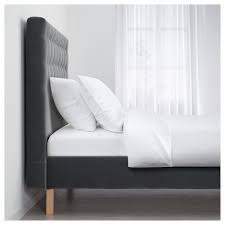 Maddon grey upholstered queen platform bed frame with usb ports. Kvalfjord Bed Frame Sandbacka Dark Gray Luroy Ikea Canada Ikea Bed Frame Queen Size Bed Frames King Size Bed Frame