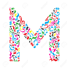 M Letter Made Of Colorful Musical Notes On White Background ...